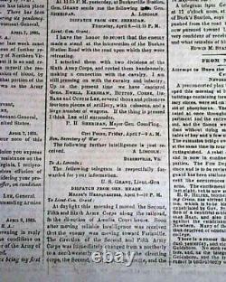 SURRENDER OF ROBERT E. LEE Appomattox Court House Sign 1865 Civil War Newspaper