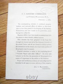Sanitary Commisssion CIVIL War Soldiers Personal Effects Circular 1866