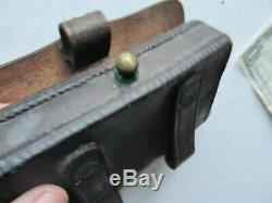 Scarce Antique Civil War OFFICER'S Leather Pistol Cartridge Box, REVOLVER, GIFT