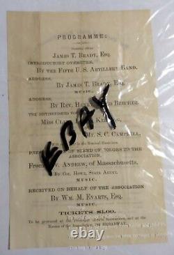 Scarce Civil War Ephemera 1863 New England Soldiers Relief Assoc. Concert Flyer