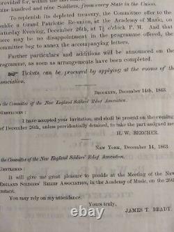 Scarce Civil War Ephemera 1863 New England Soldiers Relief Assoc. Concert Flyer