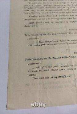 Scarce Civil War Ephemera 1863 New England Soldiers Relief Assoc. Concert Flyer