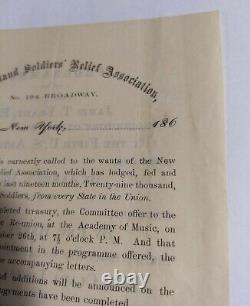 Scarce Civil War Ephemera 1863 New England Soldiers Relief Assoc. Concert Flyer