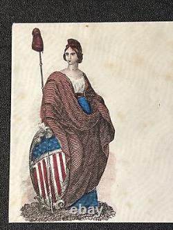 Set of 6 CIVIL WAR ERA 1860s Hand Colored ENVELOPES Beautiful and Framable