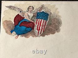 Set of 6 CIVIL WAR ERA 1860s Hand Colored ENVELOPES Beautiful and Framable