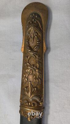 Spanish Royal Sword 1861 Gilded Etched Blade Brass Steel Scabbard