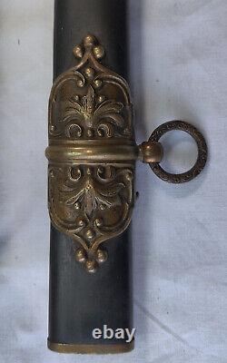 Spanish Royal Sword 1861 Gilded Etched Blade Brass Steel Scabbard