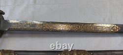 Spanish Royal Sword 1861 Gilded Etched Blade Brass Steel Scabbard