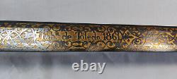 Spanish Royal Sword 1861 Gilded Etched Blade Brass Steel Scabbard