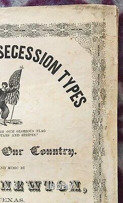 Super Rare 1863 CIVIL War Sheet Music! Strike Down Secession Types George Newton