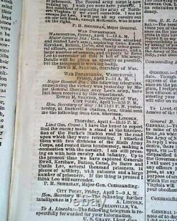 Surrender of Lee's Army at Appomattox Court House 1865 Civil War Ends Newspaper