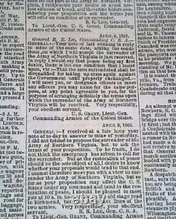 Surrender of Lee's Army at Appomattox Court House 1865 Civil War Ends Newspaper