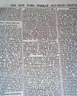 Surrender of Lee's Army at Appomattox Court House 1865 Civil War Ends Newspaper