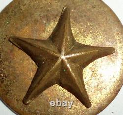 Texas CIVIL War Confederate Star Early 2 Pc Local Made Antique Uniform Button