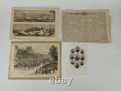 Three Civil War Prints and 1864 New York Tribune