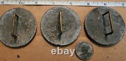 Three Vintage Large 2 1/8 Inch L Bridle Rosette Horse Equestrian CIVIL War Er