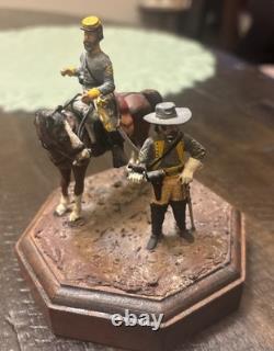 Two American Civil War Confederate Soldiers Miniature With Horse Hand Painted