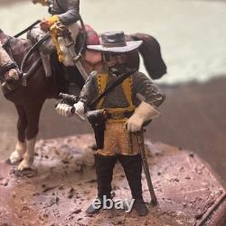 Two American Civil War Confederate Soldiers Miniature With Horse Hand Painted