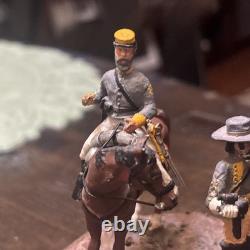 Two American Civil War Confederate Soldiers Miniature With Horse Hand Painted