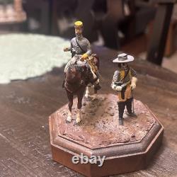 Two American Civil War Confederate Soldiers Miniature With Horse Hand Painted