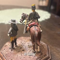 Two American Civil War Confederate Soldiers Miniature With Horse Hand Painted