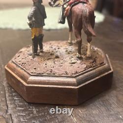 Two American Civil War Confederate Soldiers Miniature With Horse Hand Painted
