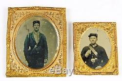 Two Antique Photo Photographs New Hampshire CIVIL War Soldiers Ambrotype Tintype