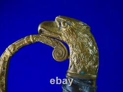 US Civil War Antique 19 Century Engraved Eagle Head Officer's Sword with Scabbard