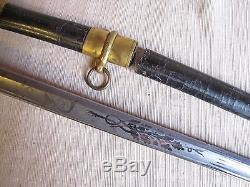 US Civil War Model 1852 Ames Naval Officers Sword withLeather Scabbard-Navy