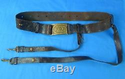 US Civil War National Guard Pennsylvania Leather Belt with Buckle Sword Hangers