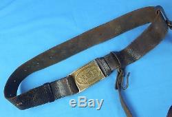 US Civil War National Guard Pennsylvania Leather Belt with Buckle Sword Hangers