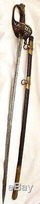 U. S. CIVIL War Officer Presentation Calvary Sword And Scabbard Blade Etching