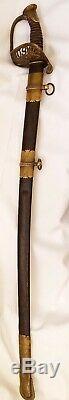 U. S. CIVIL War Officer Presentation Calvary Sword And Scabbard Blade Etching