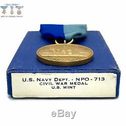 U. S. Navy CIVIL War Campaign Medal Slot Brooch Wwii U. S. Mint Contract Box