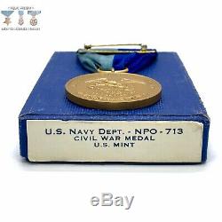 U. S. Navy CIVIL War Campaign Medal Slot Brooch Wwii U. S. Mint Contract Box