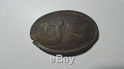 Union Civil War Belt Plate Buckle with leather still attached recovered in VA
