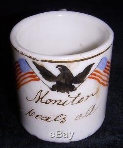 Unique Hand-Painted Civil War US Navy Ironclad USS Monitor Miniature Mug