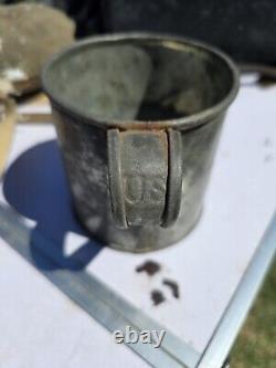 Us Army M-1874 Tin Cupindian War Era Field Mess Gearsoldier's Initials