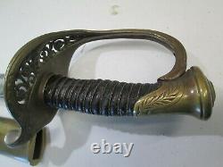 Us CIVIL War Marine Corps Sword With Scabbard Wkc Maker Wide Etched Blade #rb