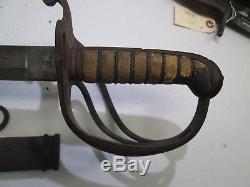 Us CIVIL War Officers Sword With Scabbard German Import Makers Mark Etched Blade