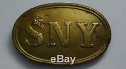 Us CIVIL War Union Sny State New York Oval Belt Buckle Authentic Dug