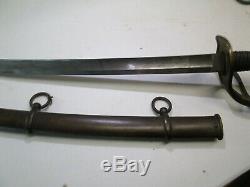 Us CIVIL War Wristbreaker Heavy Cavalry Sword W Scabbard Unmark Confederate Impo