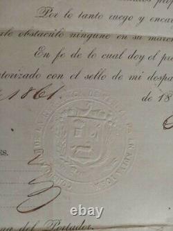 VERY RARE Civil War 1861 Venezuela Passport issued in New York to Havana RARE