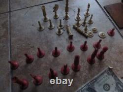 VERY RARE Fancy IDENTIFIED Officer's Civil War Period Chess Set, Orig Wooden Box