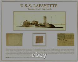 VERY RARE U. S. S Lafayette Summer Cover Flag Swatch Display JG Autographs COA