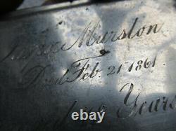 VERY Rare Antique Silver Civil War Coffin Plate, Casket, Funeral, 1861, MARSTON