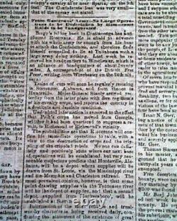 VERY Rare CONFEDERATE Memphis Civil War 1863 Newspaper with Publisher on the Run