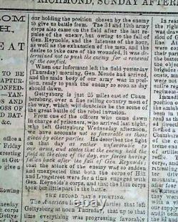 VERY Rare CONFEDERATE Richmond Va BATTLE OF GETTYSBURG 1863 Civil War BROADSIDE