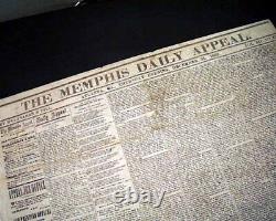 VERY Rare Confederate Memphis Civil War 1863 Newspaper with Publisher on the Run