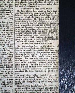 VERY Rare Confederate Memphis Civil War 1863 Newspaper with Publisher on the Run